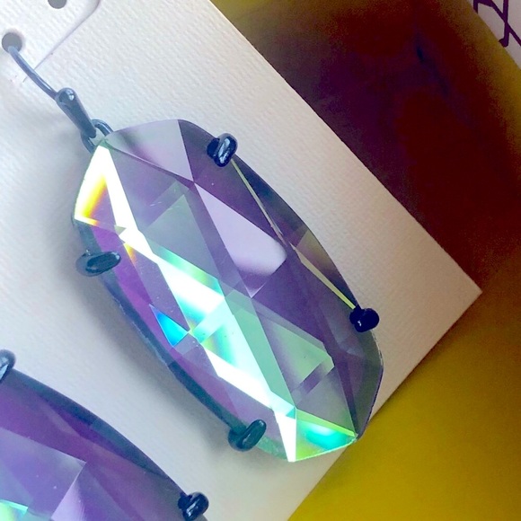 NWT RARE & Retired Kendra Scott Esme Earrings Navy Gunmetal & Indigo Dichroic! - Picture 14 of 16